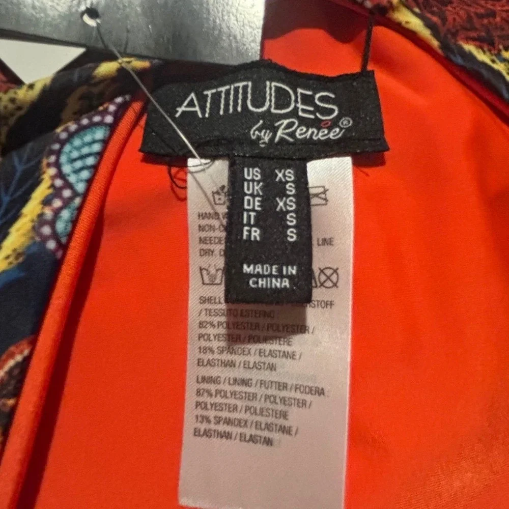NWT Attitudes by Renee‎ One Piece Swimsuit Womens XS Orange Reversible Floral
